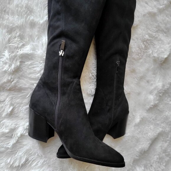 Marc Fisher CATHI Over the Knee Pointed Toe Black Suede Boots Sz 6 M - Picture 10 of 10
